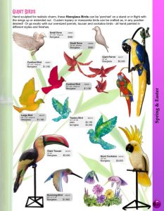 Barrango Catalog page 63 giant fiberglass birds