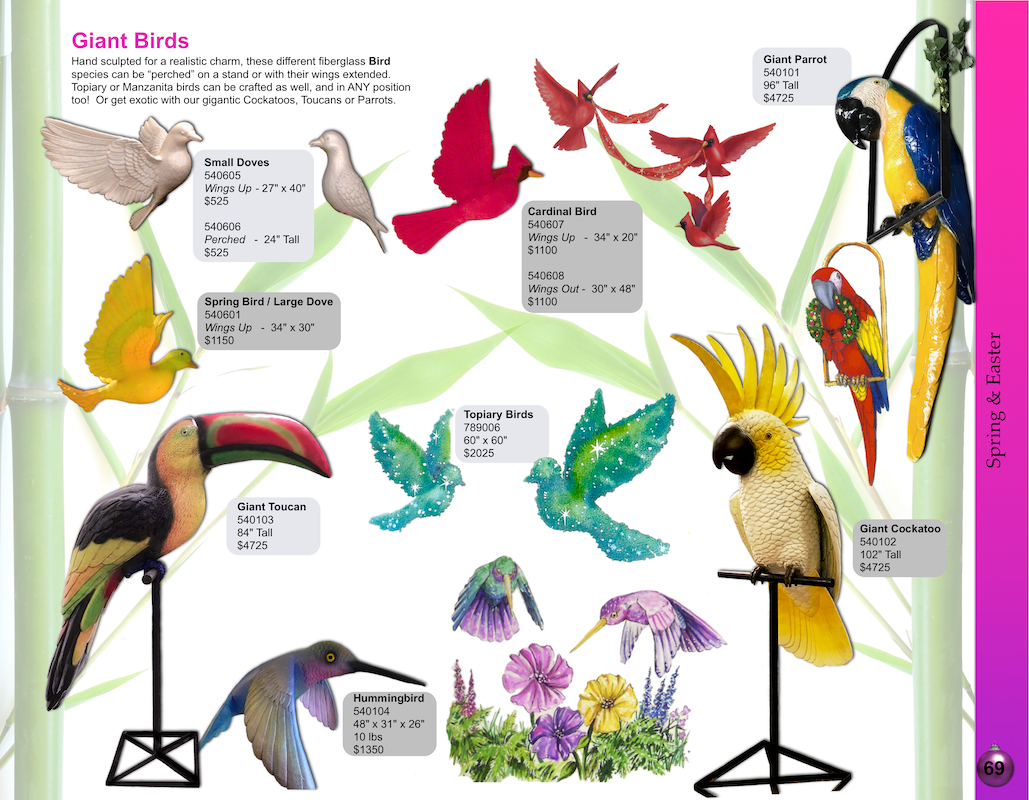 Spring Birds & Giant Exotic birds catalog page