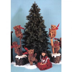 6 foot Christmas tree no lights with brown bear animation