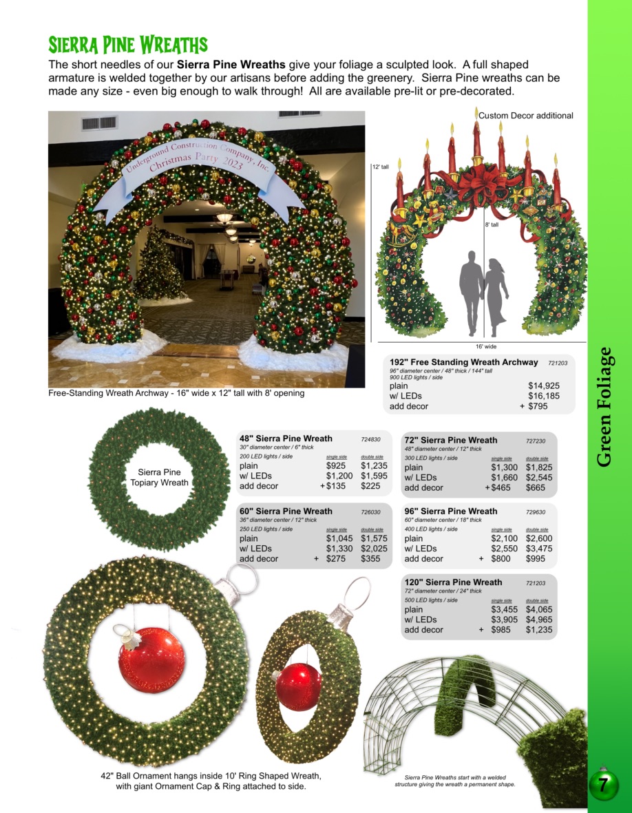 7-sp-wreaths Barrango Catalog page 7 Sierra Pine or Topiary Christmas Wreaths