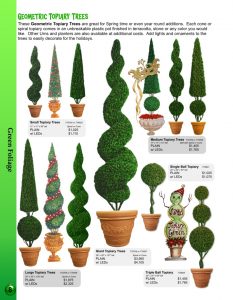 Barrango Catalog page 8 Geometric Topiary trees spiral shapes