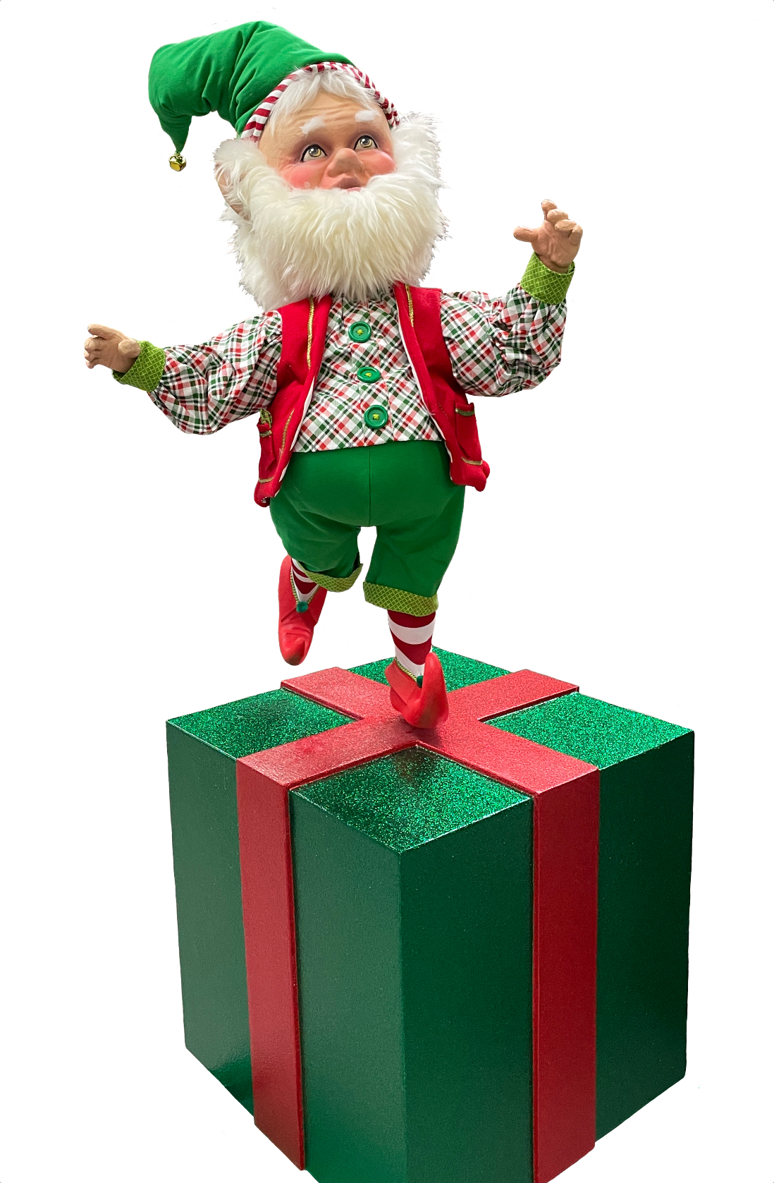 Animated Elf - dancing spinning on gift box