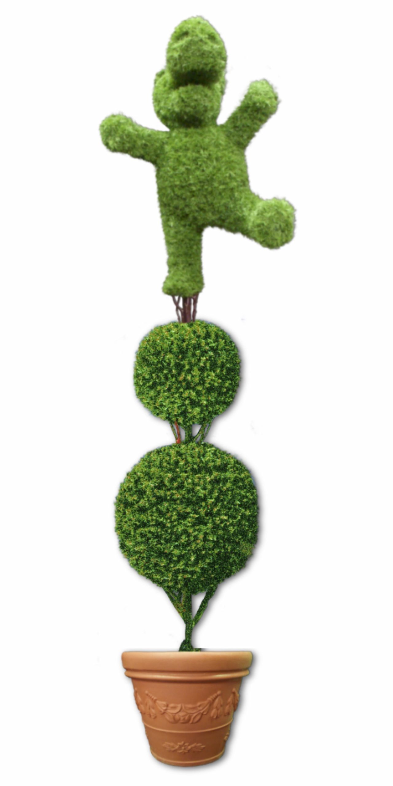 Double Ball Topiary with Dancing Hippo topper