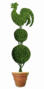 Rooster on Double Ball Topiary