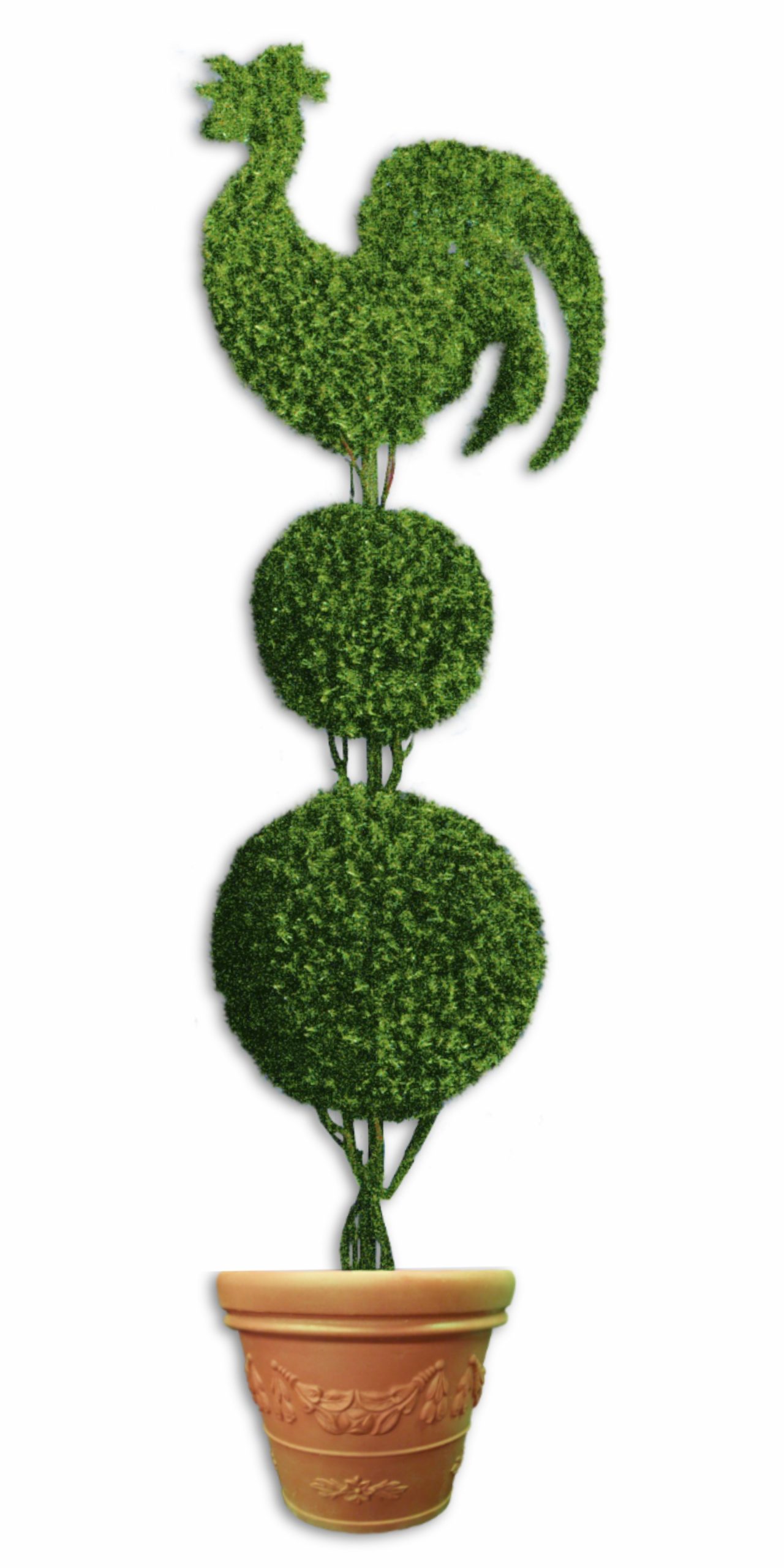 Rooster on Double Ball Topiary