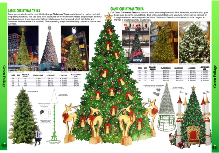 double-spread-giant-christmas-tree-catalog-page Barrango Catalog page 12-13 Giant size feature Christmas trees