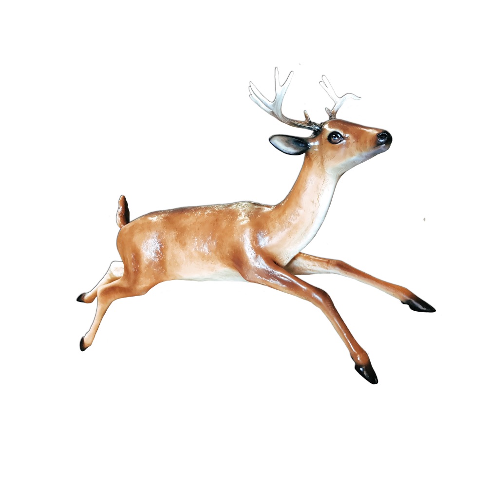 fiberglass medium size sculpted realistic deer flying or jumping deer