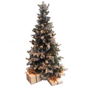 flocked tree at chevy dealer with presents