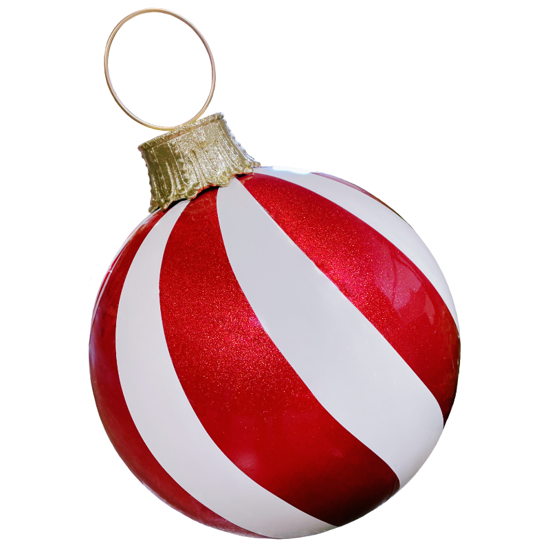 Candy striped pattern painted ball ornaments