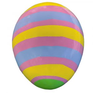 Giant fiberglass Easter egg with stripes