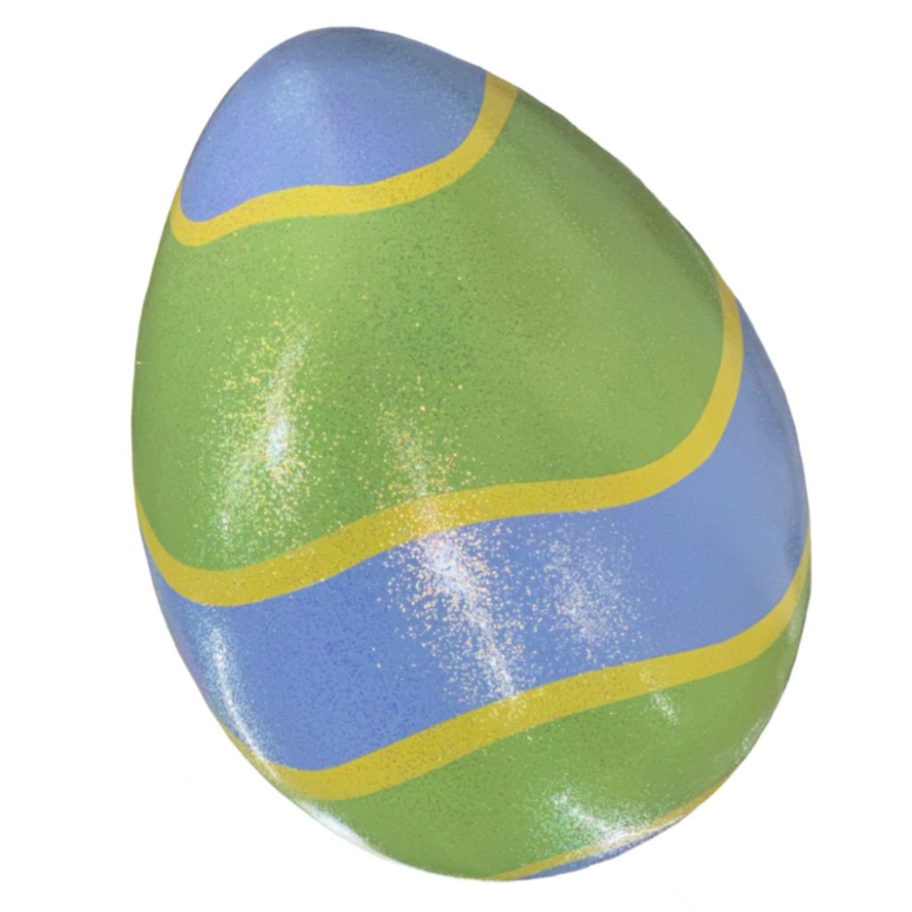 giant-fiberglass-easter-egg-with-chevron-pattern-stripes | Barrango, MFG