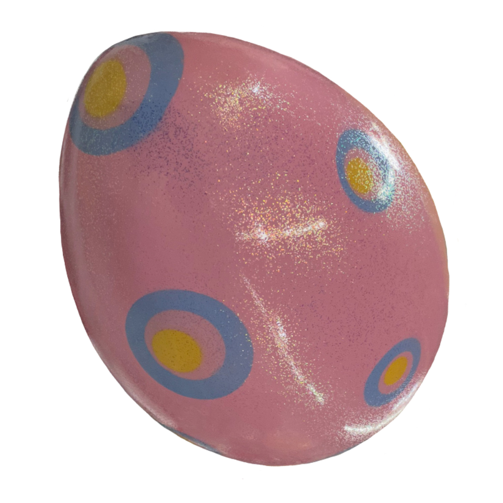 Large fiberglass Easter egg with polka dots pattern