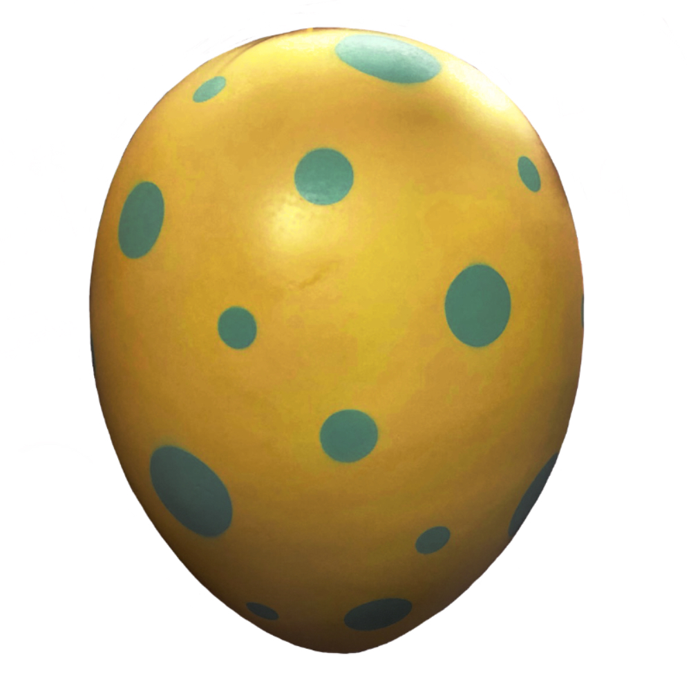 Large fiberglass Easter egg with polka dots pattern