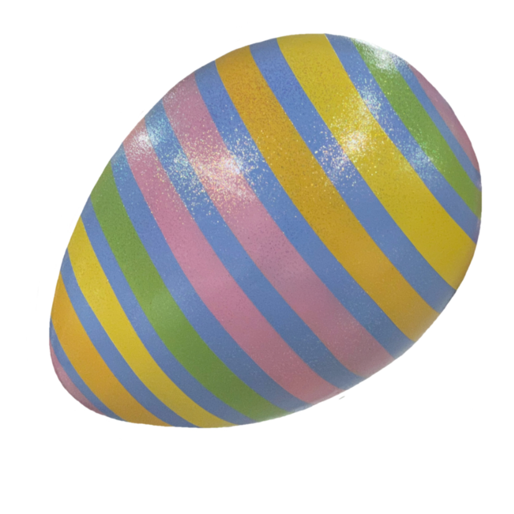Large fiberglass Easter egg with stripes