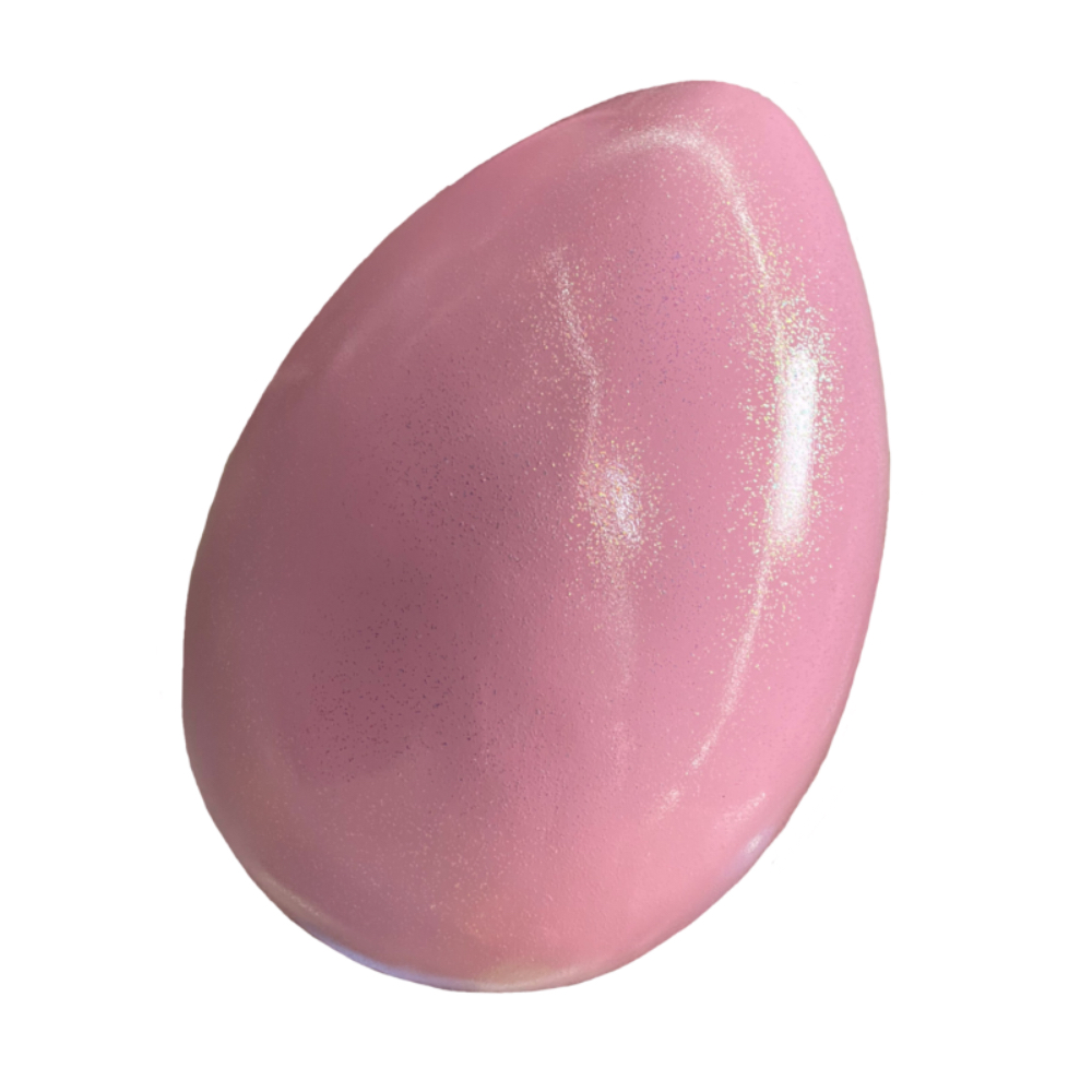 Large fiberglass Easter egg plain pink with iridescent glitter