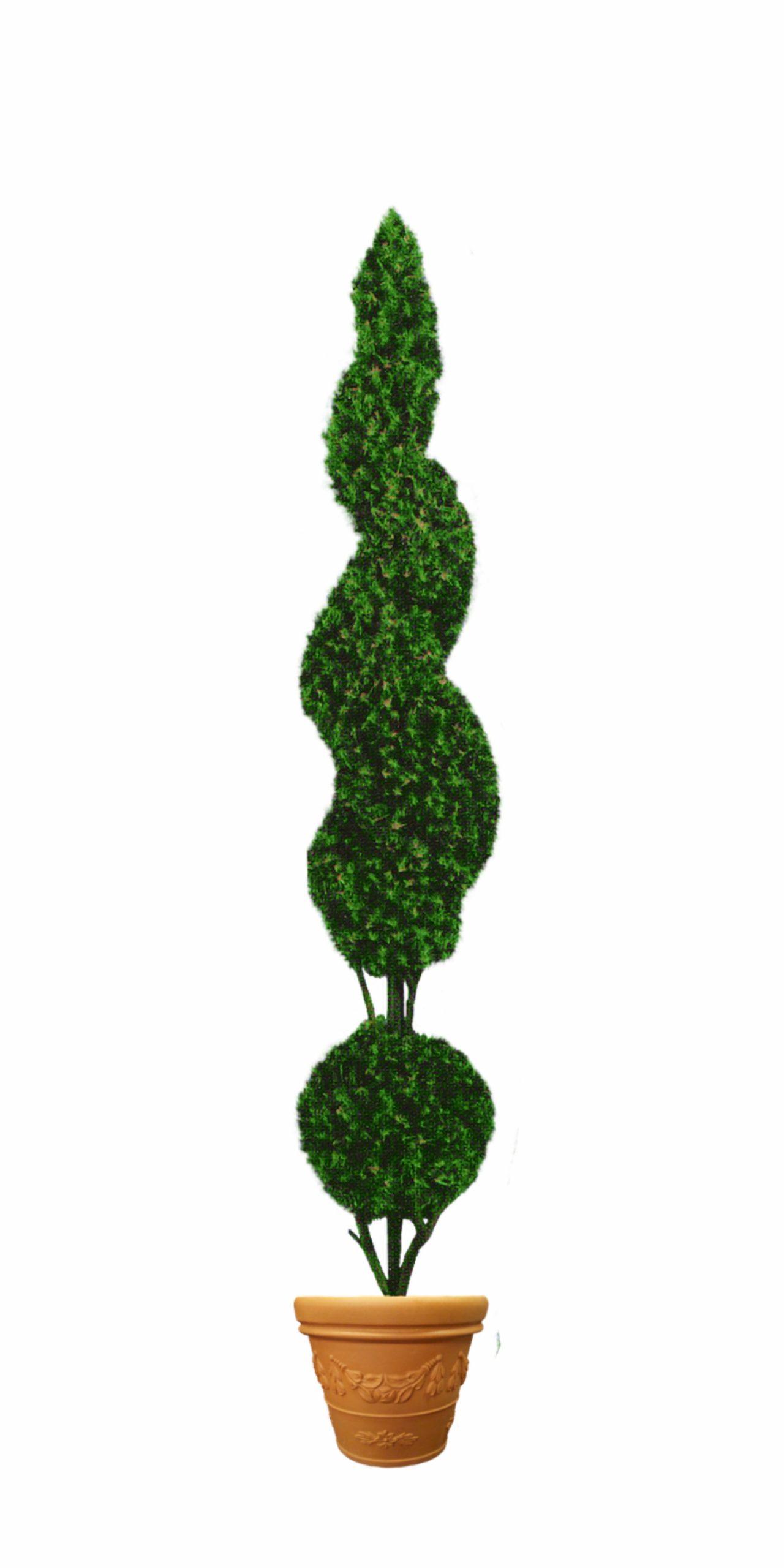 medium-ball-and-spiral-topiary-tree-in-flower-pot ball with spiral topiary tree in flower pot