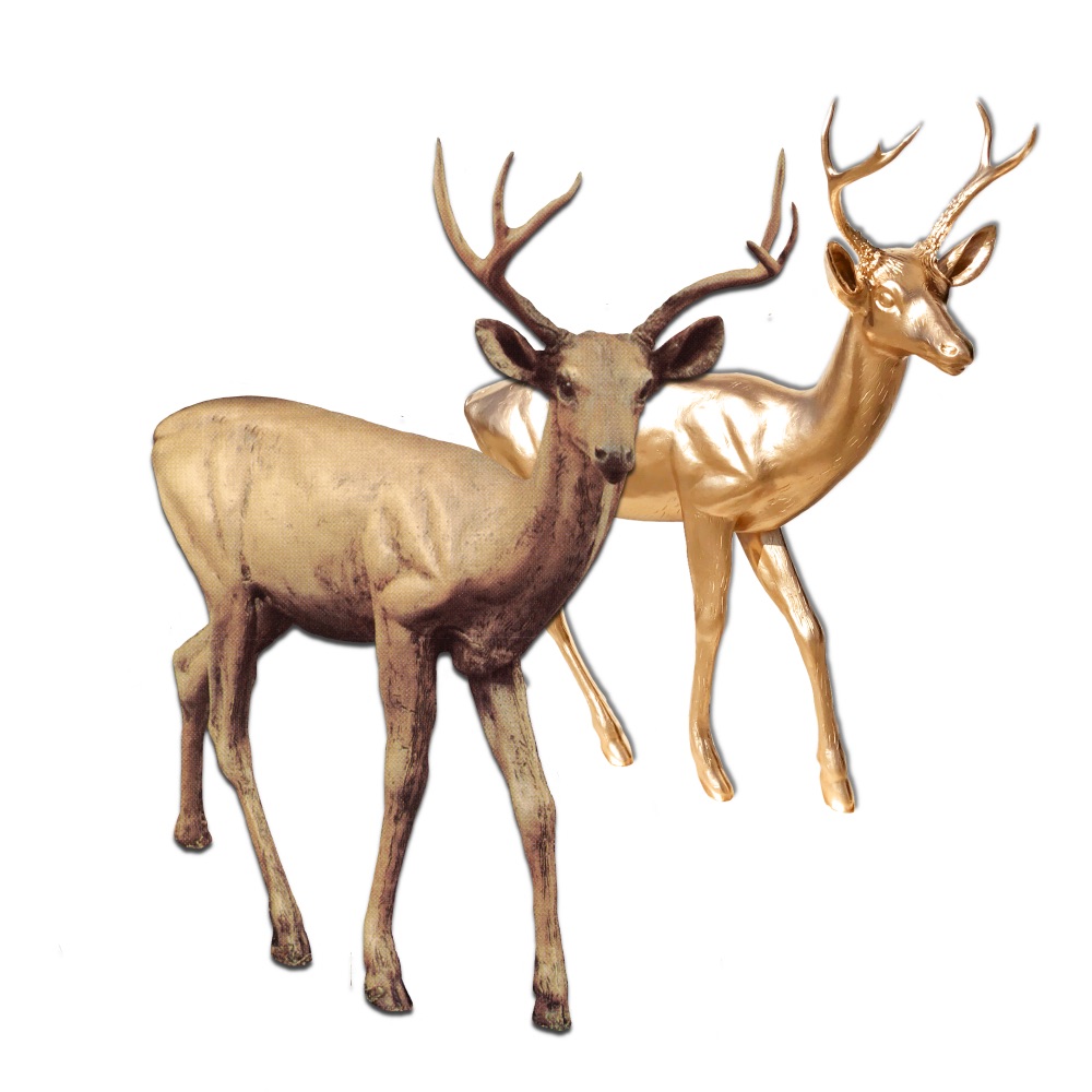 standing medium size fiberglass realistic sculpted deer with antlers