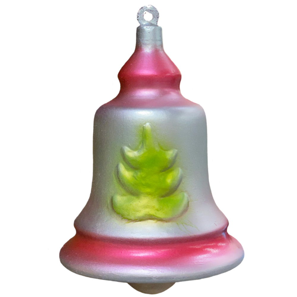 old world Christmas Bell in pink paint