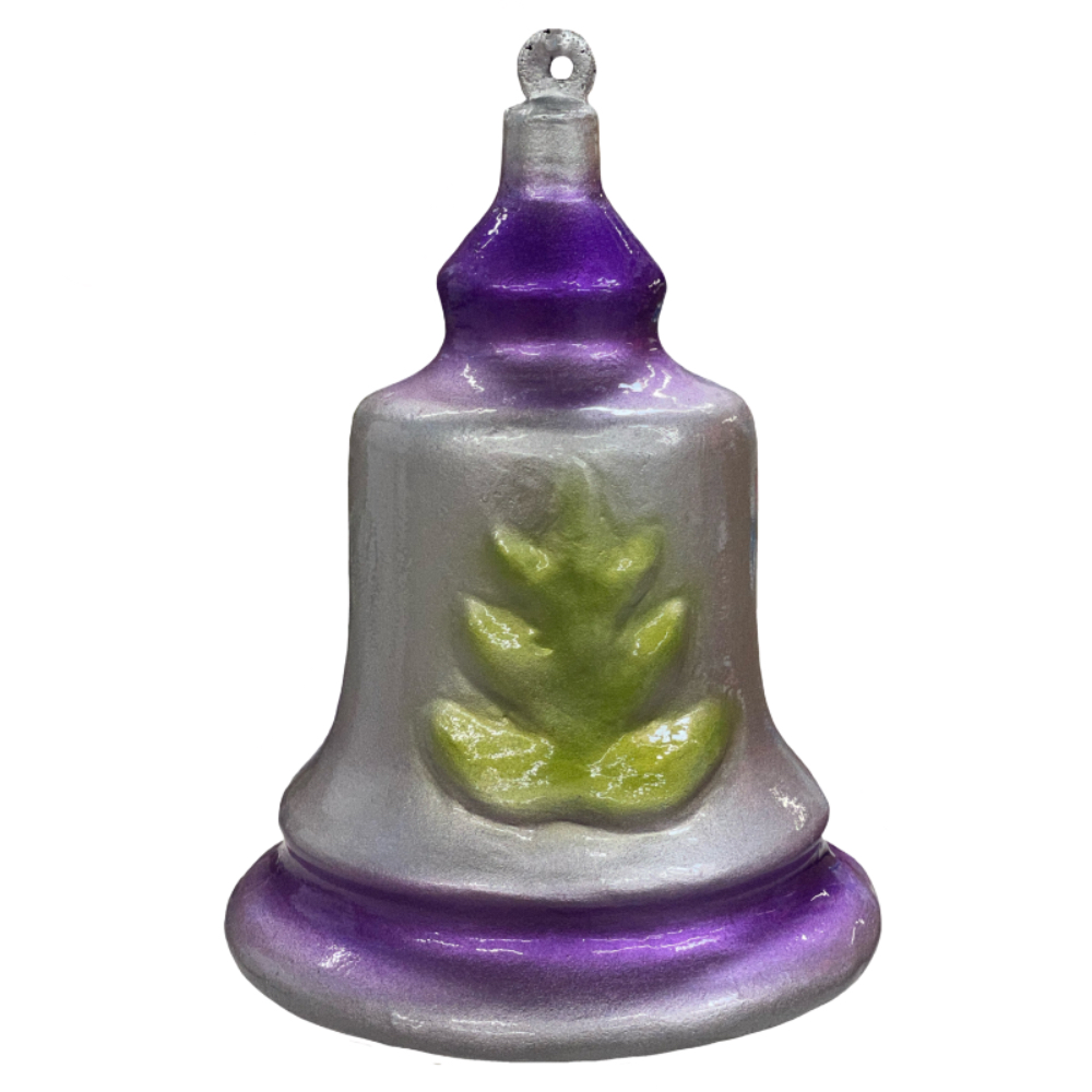 old world Christmas Bell in purple paint