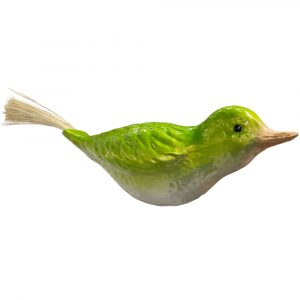 Green Painted Bird old world Ornament