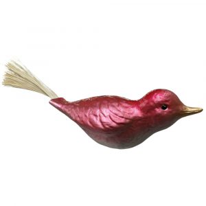 pink Painted Bird old world Ornament