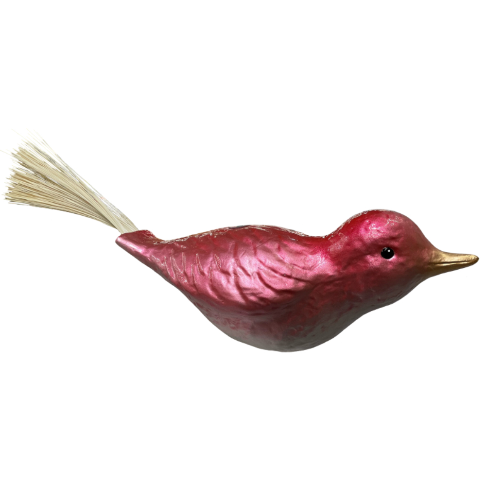 pink Painted Bird old world Ornament