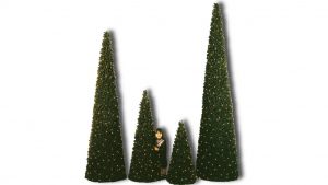 Sierra pine trees cone Christmas trees with little girl