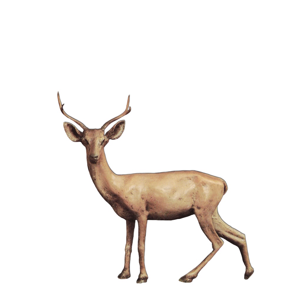 small fiberglass realistic sculpted deer with antlers
