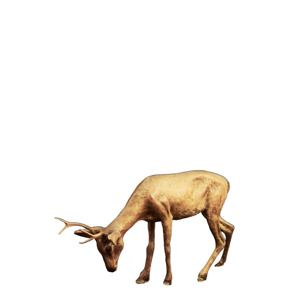 small grazing drinking fiberglass realistic sculpted deer with antlers